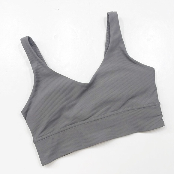 Peachy Bunz gray ribbed sports bra - Picture 1 of 3